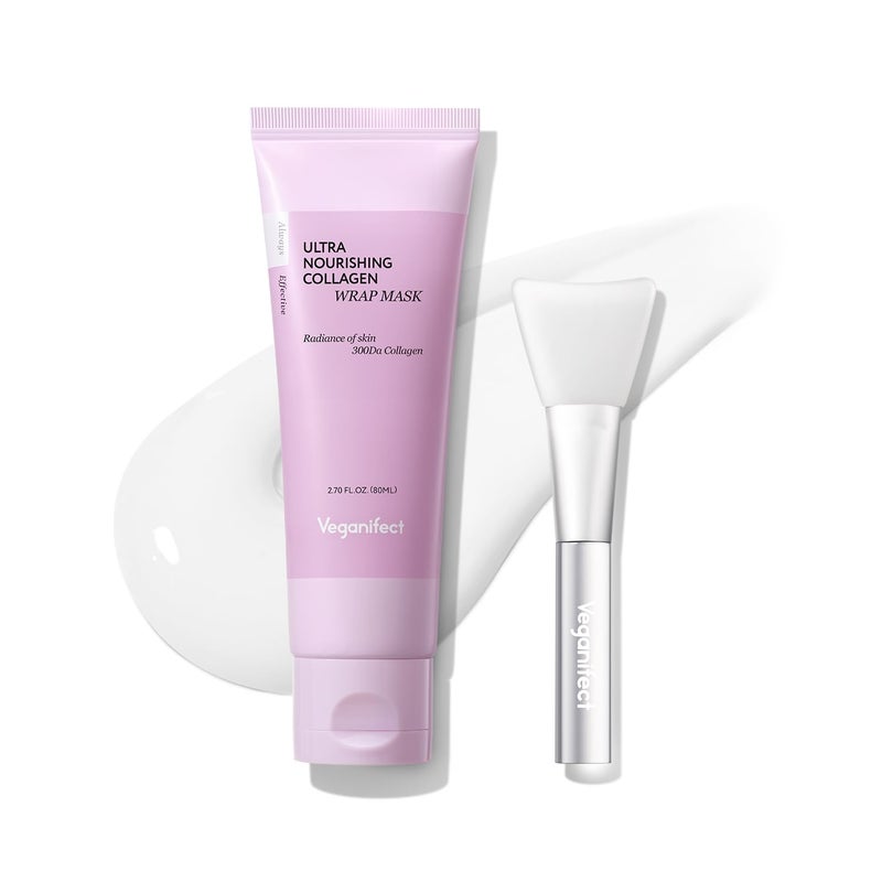 VEGANIFECT Collagen Wrapping Peel Off Facial Cream Mask with Jelly Brush, For Elasticity, Hydrating, Hydrolyzed Collagen & Peptide, Glass Skin, Korean Skincare, 2.73 Fl Oz - Image 1