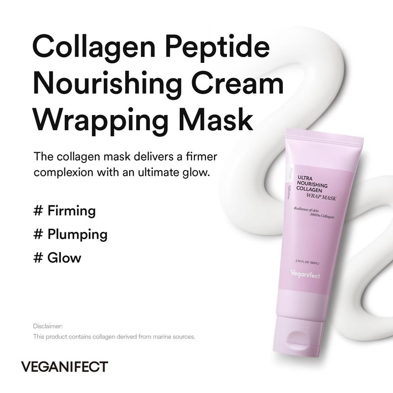 VEGANIFECT Collagen Wrapping Peel Off Facial Cream Mask with Jelly Brush, For Elasticity, Hydrating, Hydrolyzed Collagen & Peptide, Glass Skin, Korean Skincare, 2.73 Fl Oz - Image 3
