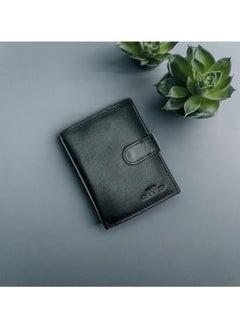 MARIO DRAFTS Men's Genuine Leather Bi Fold Button Wallet, Black  - Image 1