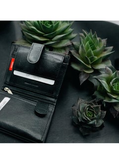 MARIO DRAFTS Men's Genuine Leather Bi Fold Button Wallet, Black  - Image 4