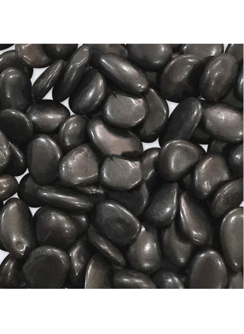 ماركة غير محددة حوض السمك الحصى نهر الصخور الحصى الطبيعية المصقولة الحجارة الزخرفية لزهرة وعاء حديقة زهرية قطرها 2-4 سم أسود 2 رطل  - Image 1