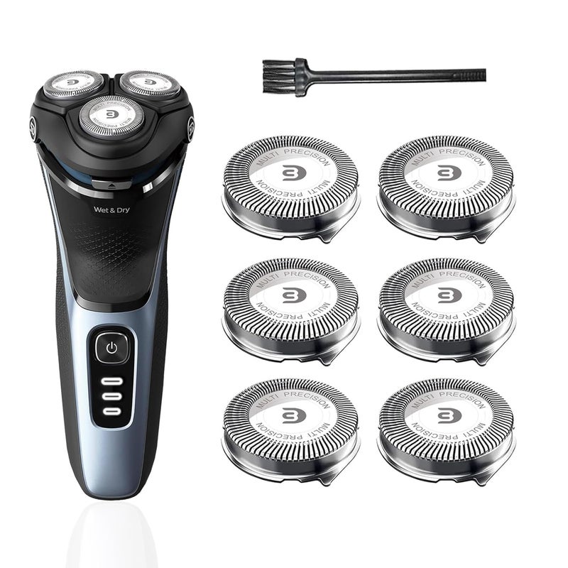 SH30 Replacement Heads Compatible with Philips Norelco Shaver Series 3000 2000 1000 and S738 Blades for Philips Norelco Electric Razor 3800 3600 2400 6 PiecesPack