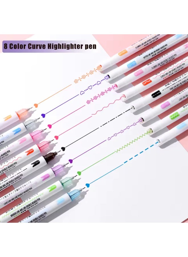 بين أقلام مزدوج  تحديد متعددة الألوان طقم (8 أقلام) للرسم والتخطيط والتزيين - Image 2