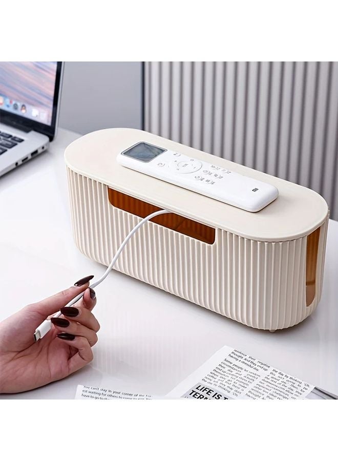 Black Cable Holder Box Cord Organizer For Power Strips Chargers Home Office Desk - Image 5