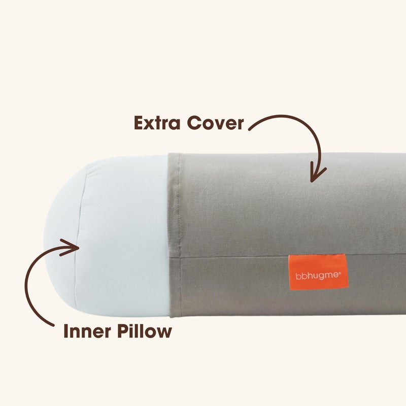 bbhugme Pregnancy Pillow Cover - Cotton Jersey Fabric - Fits bbhugme Pregnancy Pillow for Side Sleeping - Cover Only, Pregnancy Pillow Sold Separately, Stone - Image 4