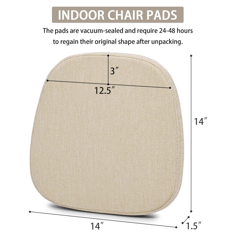 BAIBU baibu 14In Metal Chair Cushion with Ties  Set of 4 Non-Slip Metal Dining Chair Pads Kitchen Seat Cushions with Machine Washable Cover  14x14x1.5in  Beige - Image 3
