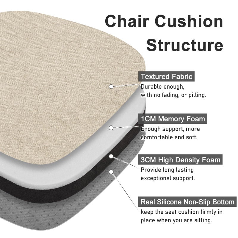 BAIBU baibu 14In Metal Chair Cushion with Ties  Set of 4 Non-Slip Metal Dining Chair Pads Kitchen Seat Cushions with Machine Washable Cover  14x14x1.5in  Beige - Image 2
