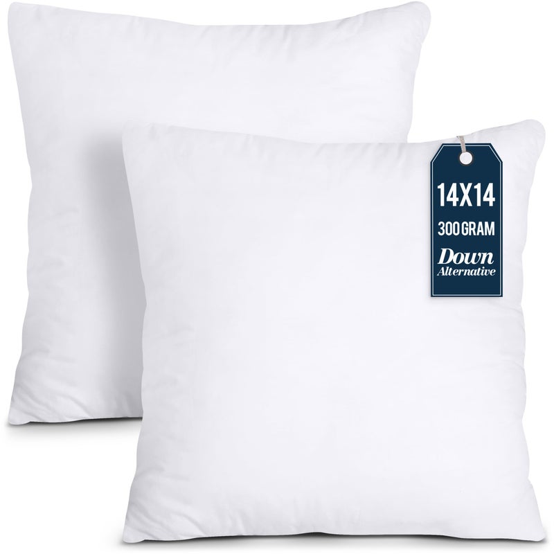 Utopia Bedding Throw Pillows Insert (Pack of 2, White) - 14 x 14 Inches Bed and Couch Pillows - Indoor Decorative Pillow - Image 1