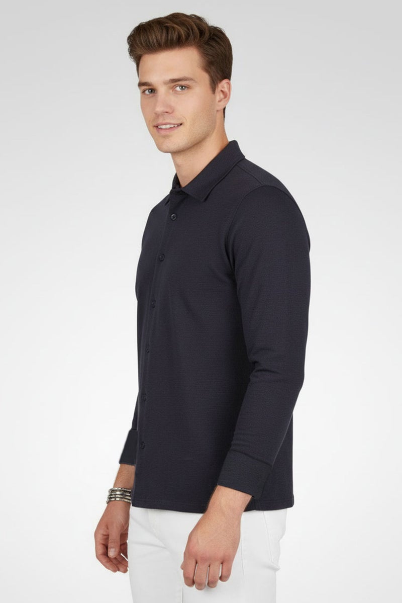 Aeropostale قميص رجالي عادي بأكمام طويلة بلون رمادي داكن - Image 3