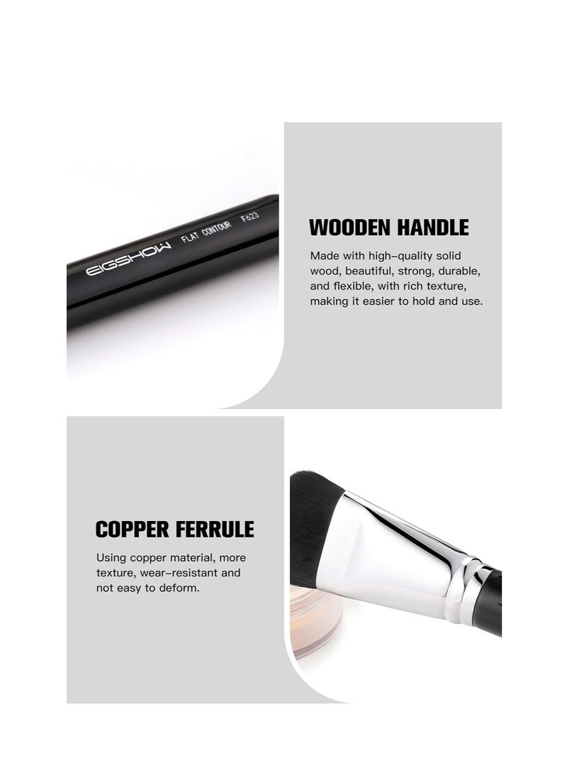 EigshowBeauty - Contour Brush， EigshowBeauty Premium Synthetic Bristles Face Bronzer Brush, Flat makeup brush for Powder Cream Liquid Blending - Vegan & Cruelty-Free Foundation Brush - Image 1