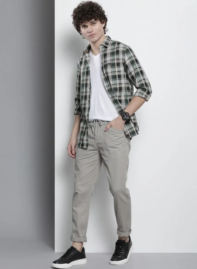 The Indian Garage Co Men Regular Fit Checkered Full Sleeves Cutaway Collar Casual Shirt