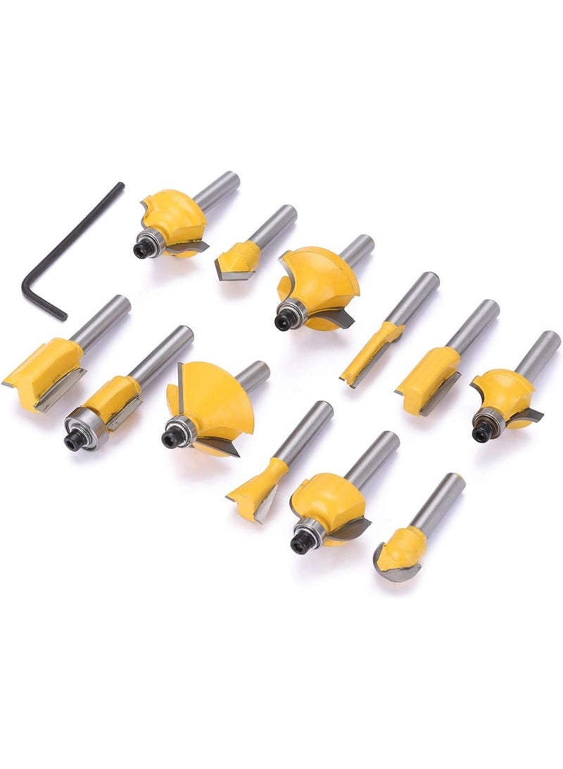 GGOOT Hardware Milling Cutter 12 Pcs/Box Cemented Carbide Milling Cutter Set 1/4 Inch Handle Woodworking Tool with Wrench, Used for Woodworking Trimming Wood Cutting Tools - Image 3
