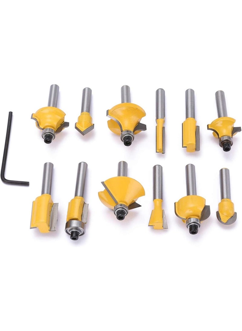 GGOOT Hardware Milling Cutter 12 Pcs/Box Cemented Carbide Milling Cutter Set 1/4 Inch Handle Woodworking Tool with Wrench, Used for Woodworking Trimming Wood Cutting Tools - Image 4
