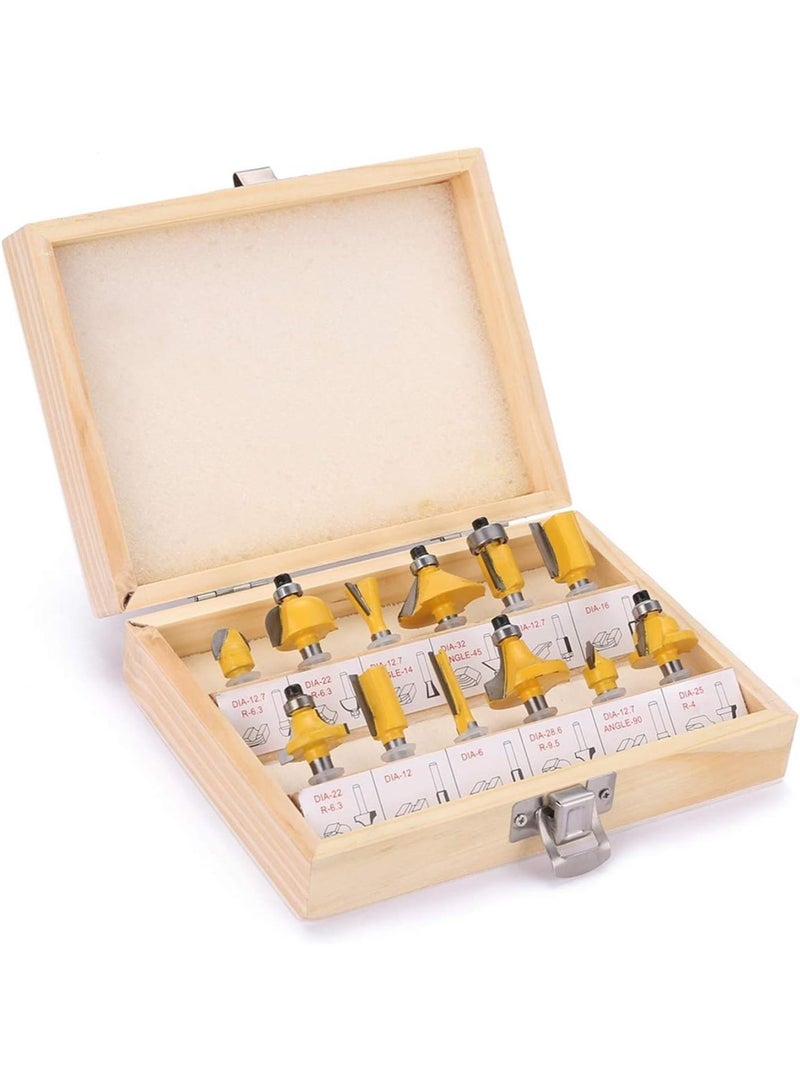 GGOOT Hardware Milling Cutter 12 Pcs/Box Cemented Carbide Milling Cutter Set 1/4 Inch Handle Woodworking Tool with Wrench, Used for Woodworking Trimming Wood Cutting Tools - Image 5