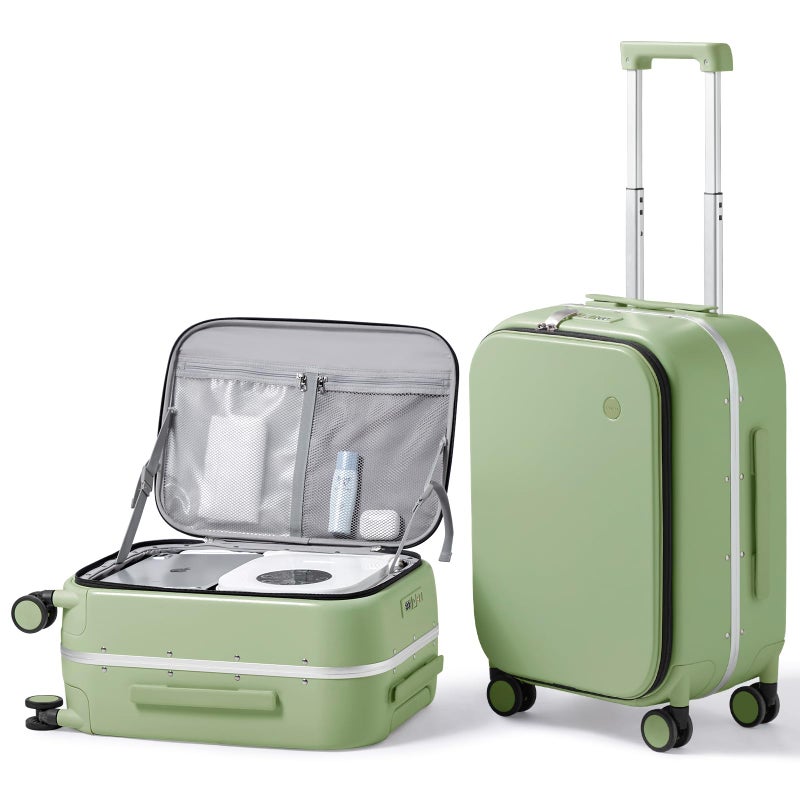 mixi 20 Inch Carry On Luggage 22x14x9 Airline Approved PC Hard Shell Suitcase Top Opening Aluminum Frame Travel Suitcases with Wheels, Avocado Green - Image 1