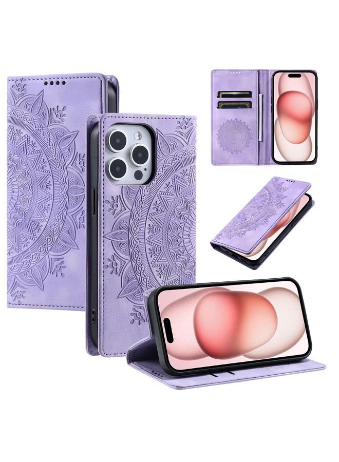 زبون جراب لهاتف iPhone 13 Pro Max مصنوع من الجلد المغناطيسي المنقوش بالطوطم - Image 1