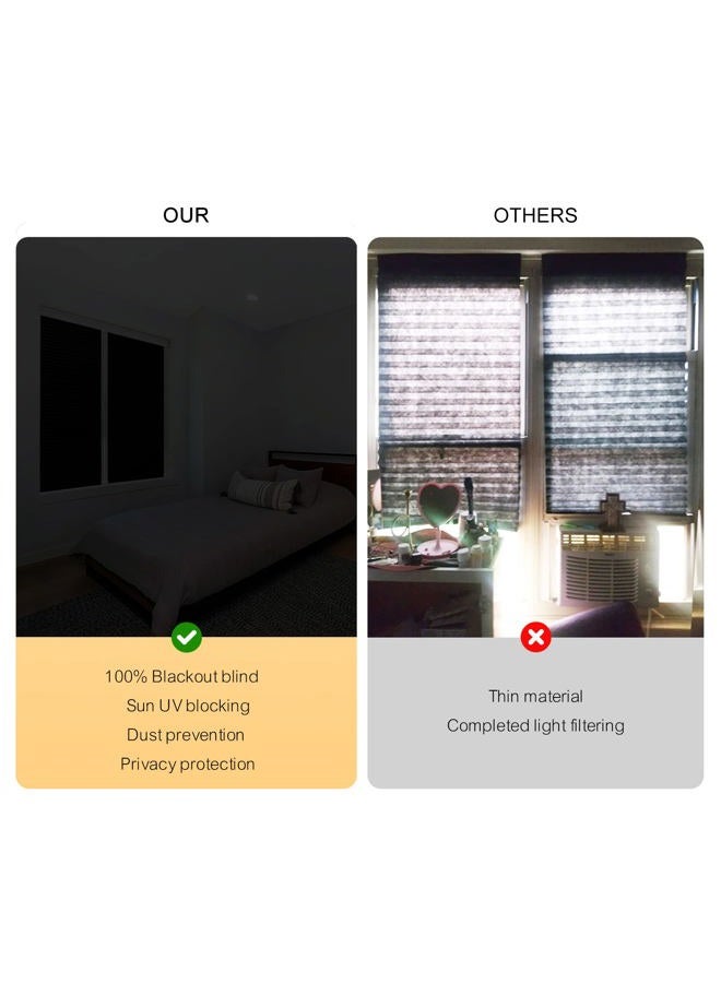 Maritown Window Blinds Cordless Blackout No Drill Cut to Size Clip On Stick On Self Adhesive Temporary Blinds Pleated Paper Blinds for Windows Doors Shades for Home Nursery Bedroom Kitchen Bathroom - Image 5