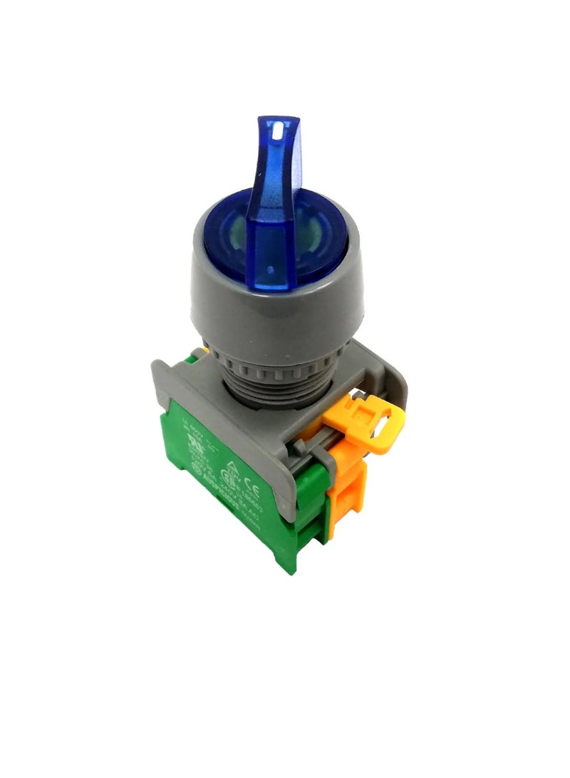 Illuminated Selector Switch Blue 2 Position IP65 GSL22-2 Auspicious 12V - Image 1