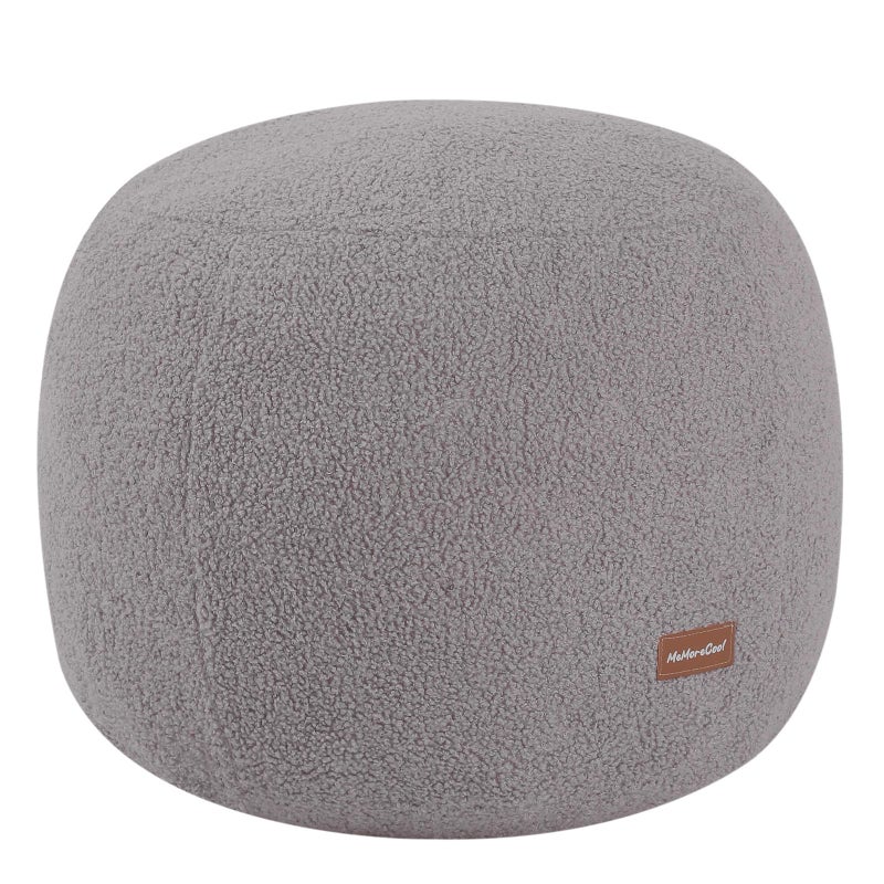 MeMoreCool Stuffed Round Pouf Ottoman Foot Rest, Floor Pouf Foot Stool with Soft Foam Chunk Filling, Small Round Ottoman Footstool Circle Footrest for Living Room, Light Grey - Image 1