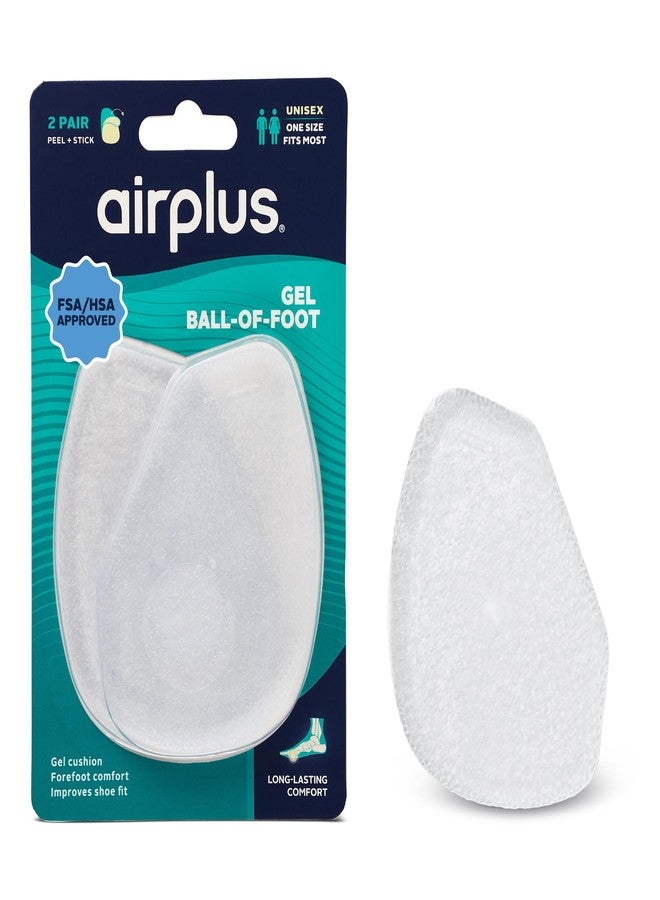 Airplus Gel Ball-of-Foot Cushions- (FSA&HSA Eligible) Clear Gel for Forefoot Comfort, Slippage Prevention, Perfect for Casual and Dress Shoes (2 Pairs) - Image 1