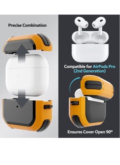 Generic AirPods Pro 2 Case Cover with Keychain Rugged Armor Designed Compatible for Apple Airpods Pro 2nd Case 2022 and Airpods Pro 2019 Case for Women Men Front LED Visible Yellow  - Image 3