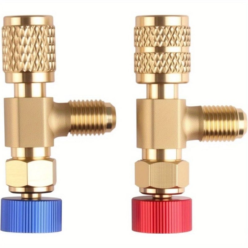 2 Pcs Air Conditioner Safety Valve 1/4 5/16 Connector Refrigerant Flush for HVAC Split Window Unit - Image 1