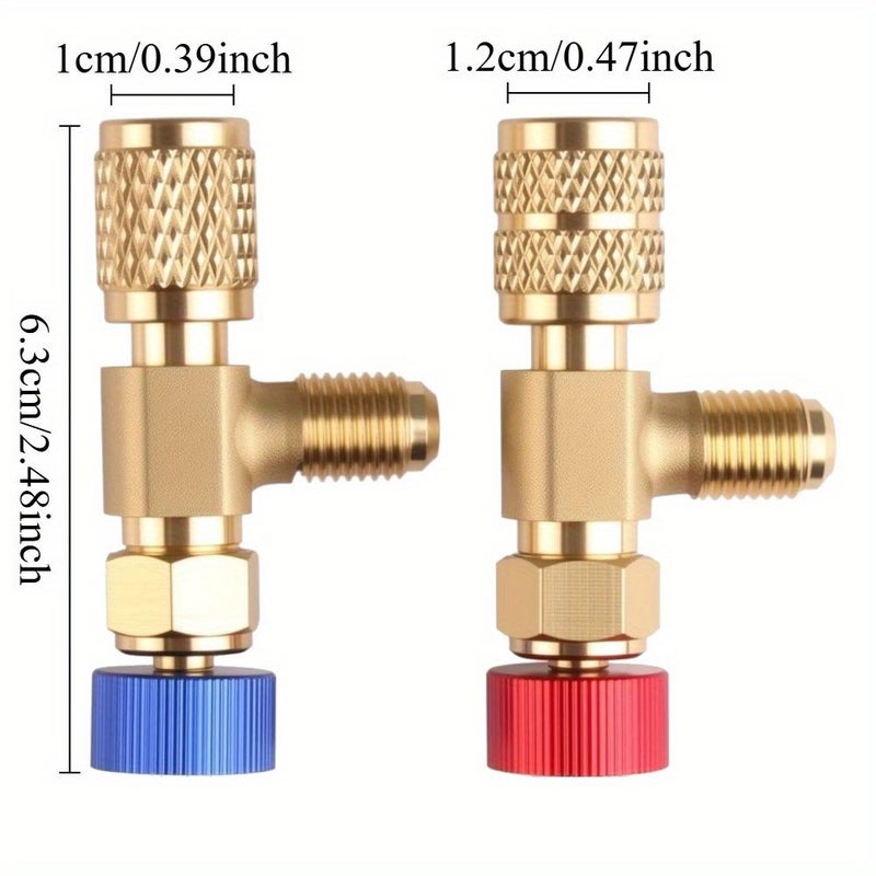 2 Pcs Air Conditioner Safety Valve 1/4 5/16 Connector Refrigerant Flush for HVAC Split Window Unit - Image 3