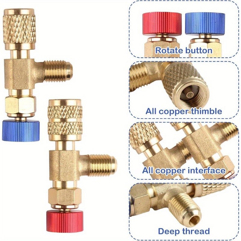 2 Pcs Air Conditioner Safety Valve 1/4 5/16 Connector Refrigerant Flush for HVAC Split Window Unit - Image 5