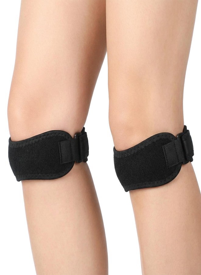 Thrymme 4 Pcs Patella Band, Patellar Tendon Support Strap Adjustable Patella Band for Youth & Adults, Ideal for Basketball Running Hiking Soccer Volleyball, White & Black - Image 1