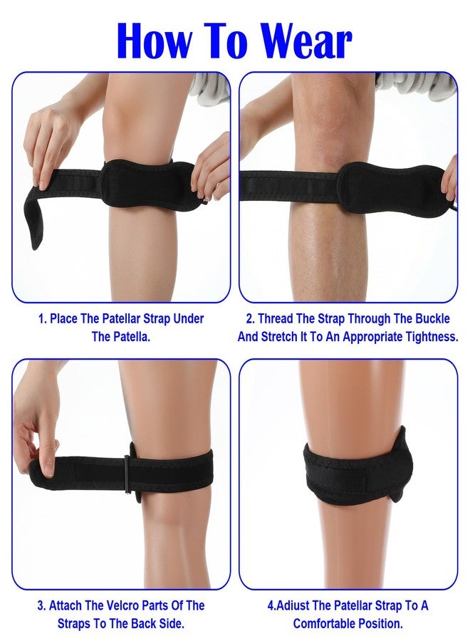 Thrymme 4 Pcs Patella Band, Patellar Tendon Support Strap Adjustable Patella Band for Youth & Adults, Ideal for Basketball Running Hiking Soccer Volleyball, White & Black - Image 5