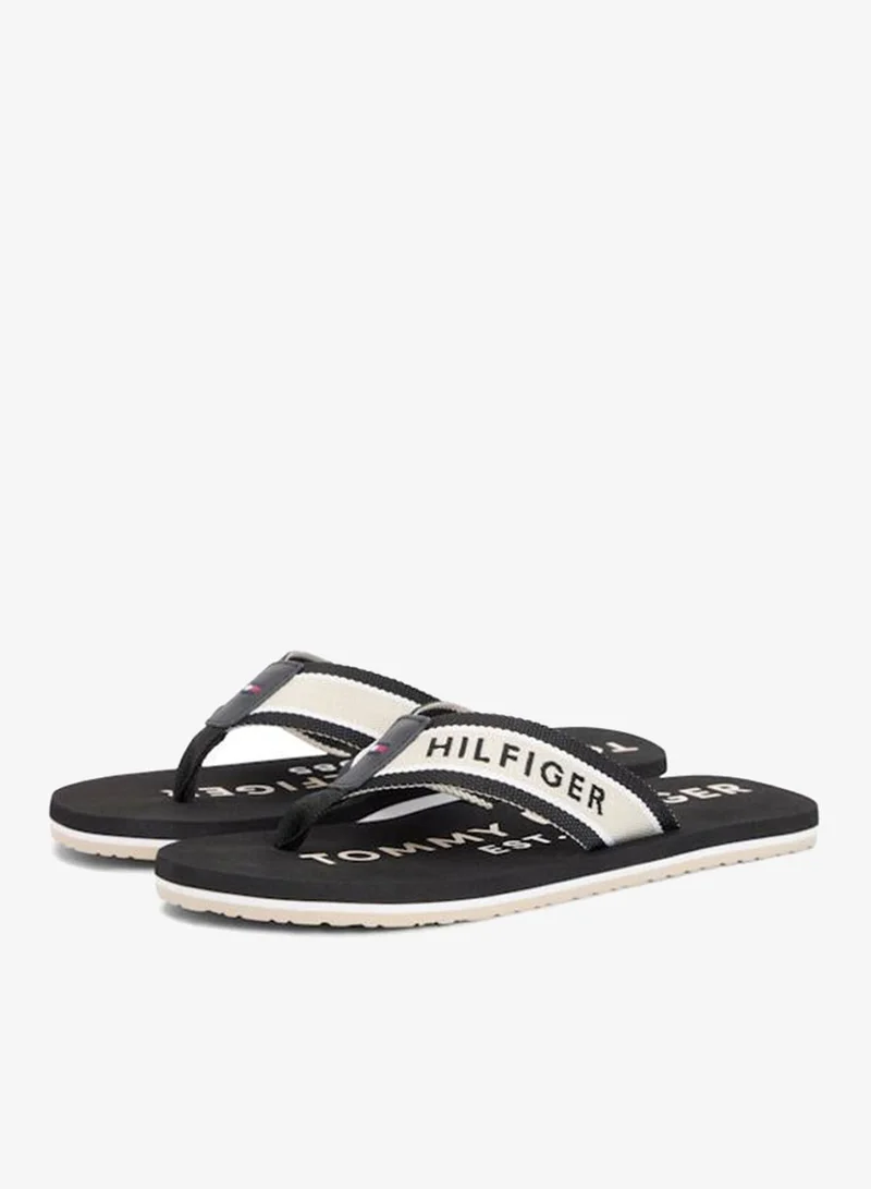 Tommy Hilfiger Black Webbing Strap Logo Flip-Flops for Men | Best Price UAE