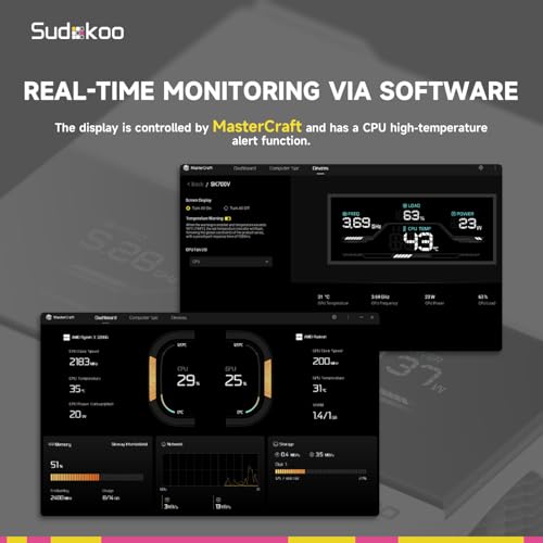 Sudokoo SK700V White AM5 CPU Cooler: 7 Heatpipes CPU Air Cooler with Digital Display for AM5 Exclusive - Single Tower PC Cooling with 120mm FDB PWM Quiet Fan & L-Rail Lock Mount - Image 5