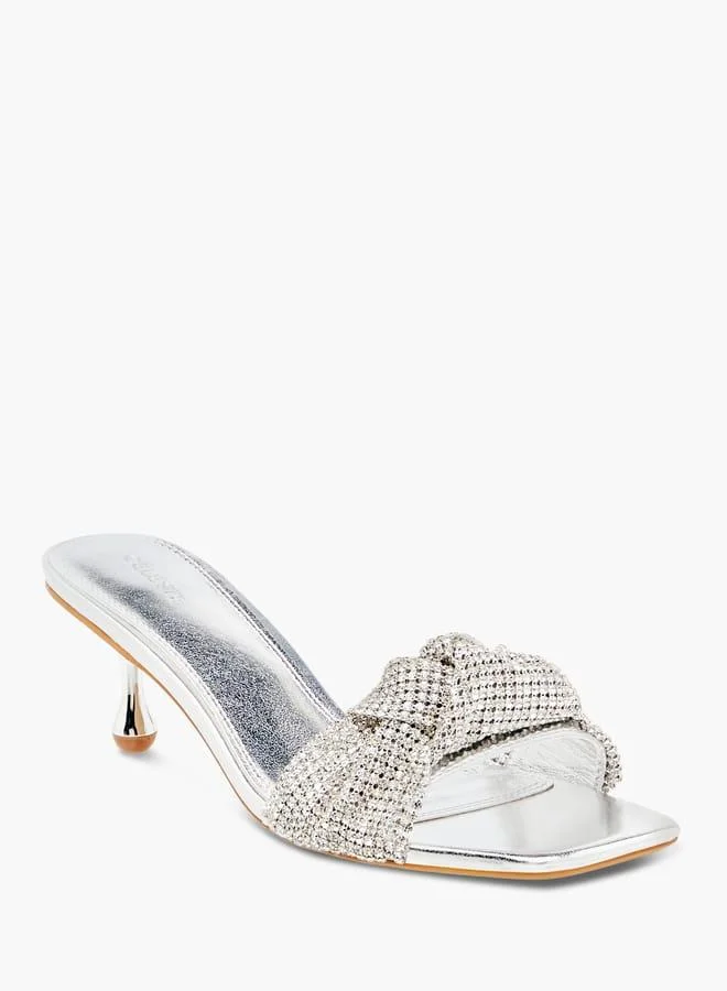 سيليست صنادل نسائية سهلة الارتداء بكعب صغير مزخرف