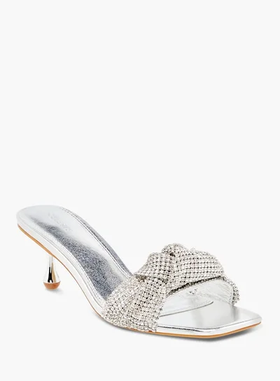 Celeste Womens Embellished Slip-On Sandals With Kitten Heels