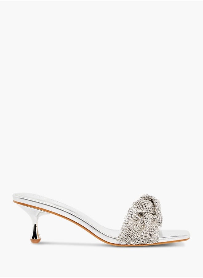 Celeste Womens Embellished Slip-On Sandals With Kitten Heels Ramadan Collection  - Image 3