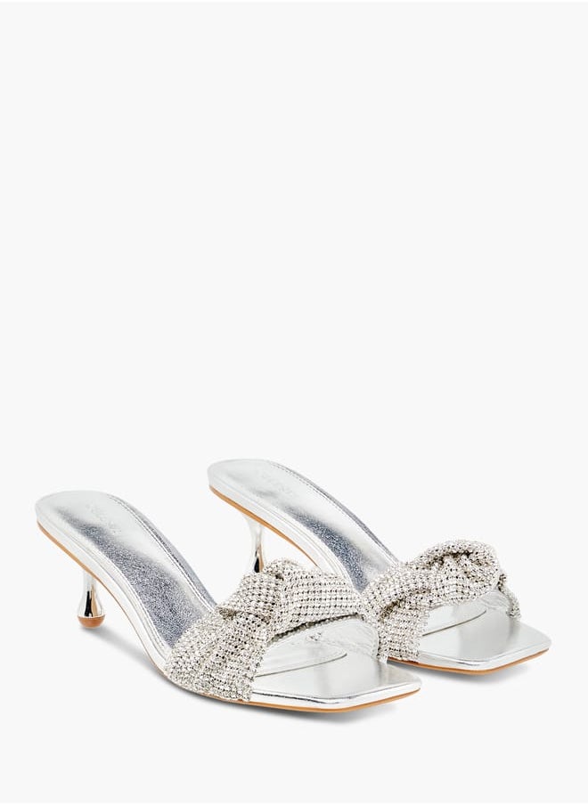 Celeste Womens Embellished Slip-On Sandals With Kitten Heels Ramadan Collection  - Image 2