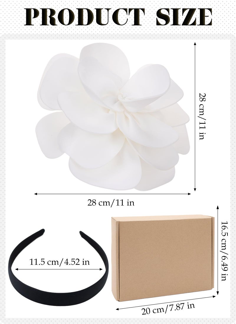 Zinniday White Large Flower Fascinators - 2026 Elegant Bridal Wedding Fascinator Hats Rose Cocktail Headpiece 1920s 50s Floral Tea Party Hat for Women Prom Halloween Renaissance Accessories - Image 2