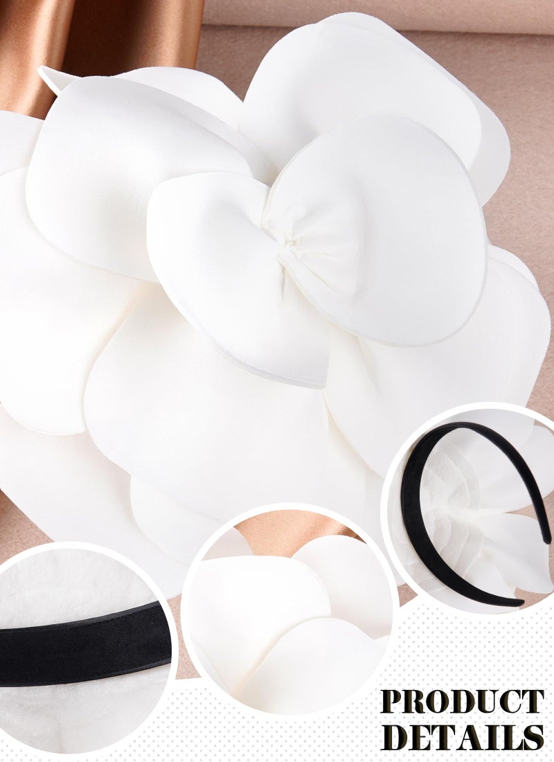 Zinniday White Large Flower Fascinators - 2026 Elegant Bridal Wedding Fascinator Hats Rose Cocktail Headpiece 1920s 50s Floral Tea Party Hat for Women Prom Halloween Renaissance Accessories - Image 5