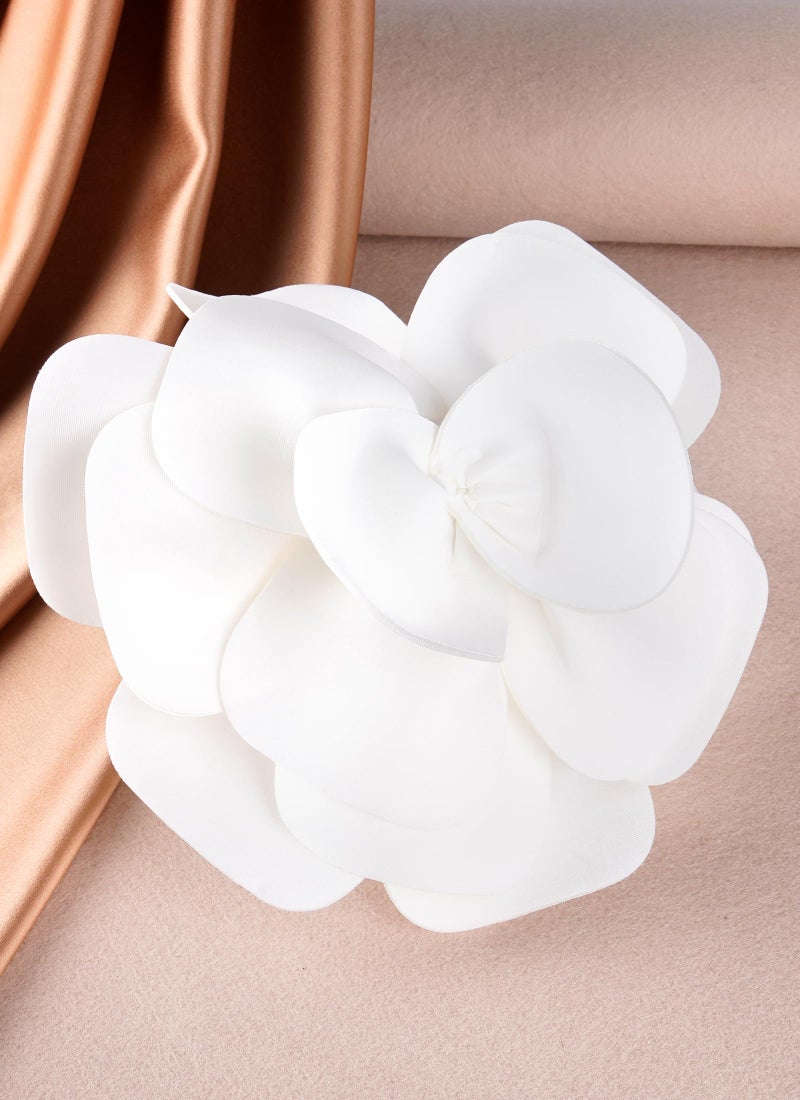 Zinniday White Large Flower Fascinators - 2026 Elegant Bridal Wedding Fascinator Hats Rose Cocktail Headpiece 1920s 50s Floral Tea Party Hat for Women Prom Halloween Renaissance Accessories - Image 4