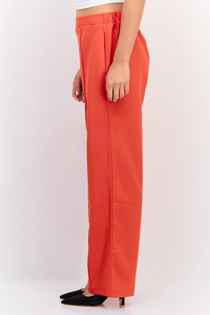 Fire & Glory سروال نسائي عادي بقصة واسعة، أحمر - Image 3