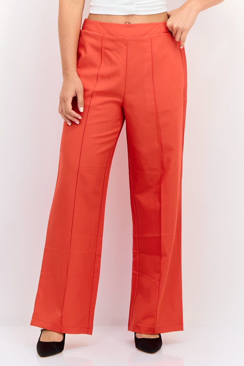 Fire & Glory سروال نسائي عادي بقصة واسعة، أحمر - Image 1