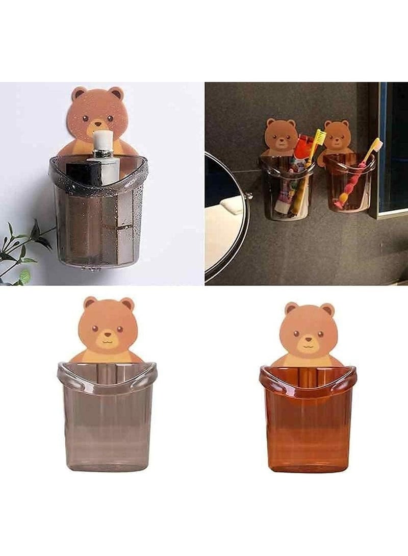 حامل فرشاة اسنان تيدي بير للحمام مع فتحات للتصفيه قطعتين - Image 4