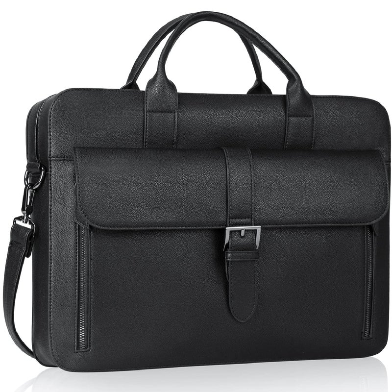 ESTARER Laptop Briefcase 156 Inch Mens Briefcase for BusinessTravel Leather Computer Office Work Bag Water Resistant Laptop Bag Black