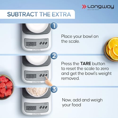 Longway LWKWS01 Multipurpose Portable Digital Kitchen Weighing Scale |Weight Machine With Back Light LCD Display |2 Year Warranty (10 kg, Gray) - Image 5