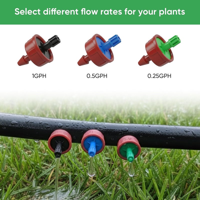 لا فرح 0.25 جالون في الساعة مرشات ري بالتنقيط ذات تعويض ضغط لنظام الحديقة: مرشات ري بالتنقيط ذاتية التنظيف بتدفق ثابت لأنابيب ري بالتنقيط مقاس 1/4 بوصة - مرشات ري بالتنقيط لمستخدمي أنظمة الري بالتنقيط (60 قطعة) - Image 4