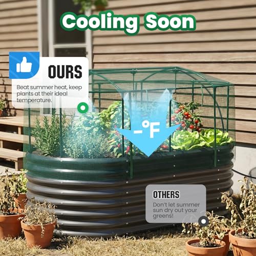 Quictent Galvanized Raised Garden Bed Kit with Self Watering System and Mesh Cover, Large Oval Metal Outdoor Planter Garden Boxes for Vegetables Herbs Flowers, 6x3x2Ft - Image 4