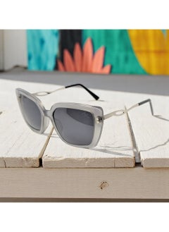 Authentic Armando Cavelli sunglasses, crafted from carefully selected premium acetate for a luxurious look and longevity with extensive use. This model combines modernity and classic style, with a raw light grey transparent acetate front and silver -plated metal temples to complete your luxury look. Comes with premium polymer lenses offer UV400 protection in a grey.
