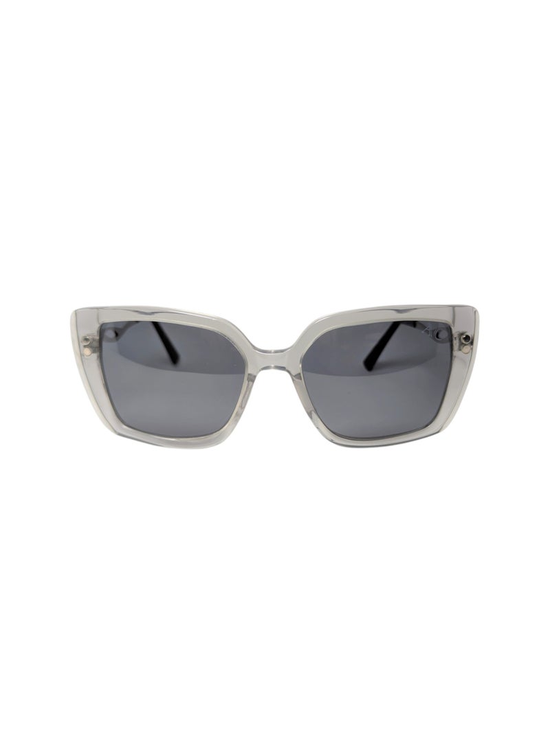 Armando Cavelli - Authentic Armando Cavelli sunglasses, crafted from carefully selected premium acetate for a luxurious look and longevity with extensive use. This model combines modernity and classic style, with a raw light grey transparent acetate front and silver -plated metal temples to complete your luxury look. Comes with premium polymer lenses offer UV400 protection in a grey. - Image 1