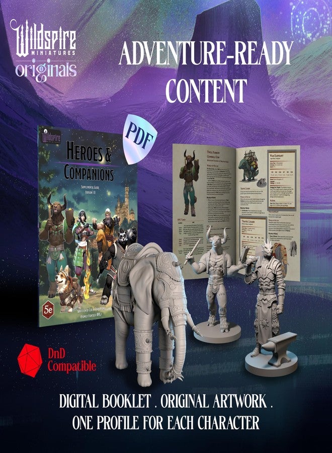 Wildspire Heroes, NPC Animal Companions & Troll King for DND Miniatures Bulk 28mm-32mm Unpainted Paintable Dungeons and Dragons Minis Pathfinder Figures for Fantasy Tabletop Roleplaying Games like DD - Image 4