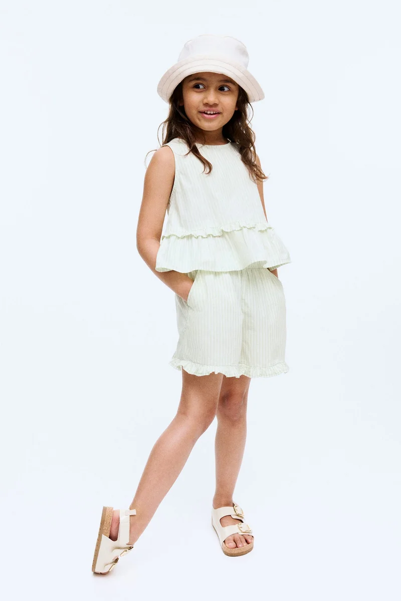 H&M Frill-trimmed cotton shorts